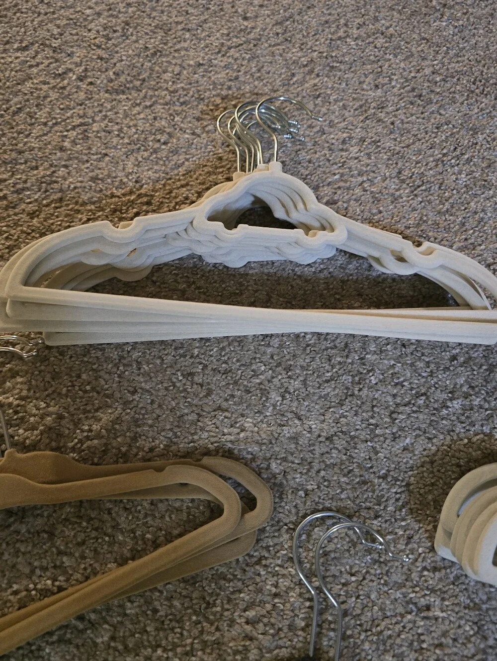 Assorted Kids Velvet and Plastic Hangers - White, Pink, Mint, Beige, Black